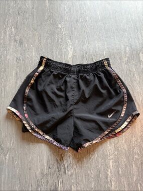 Nike Black Women's Athletic Shorts with Floral-Trim